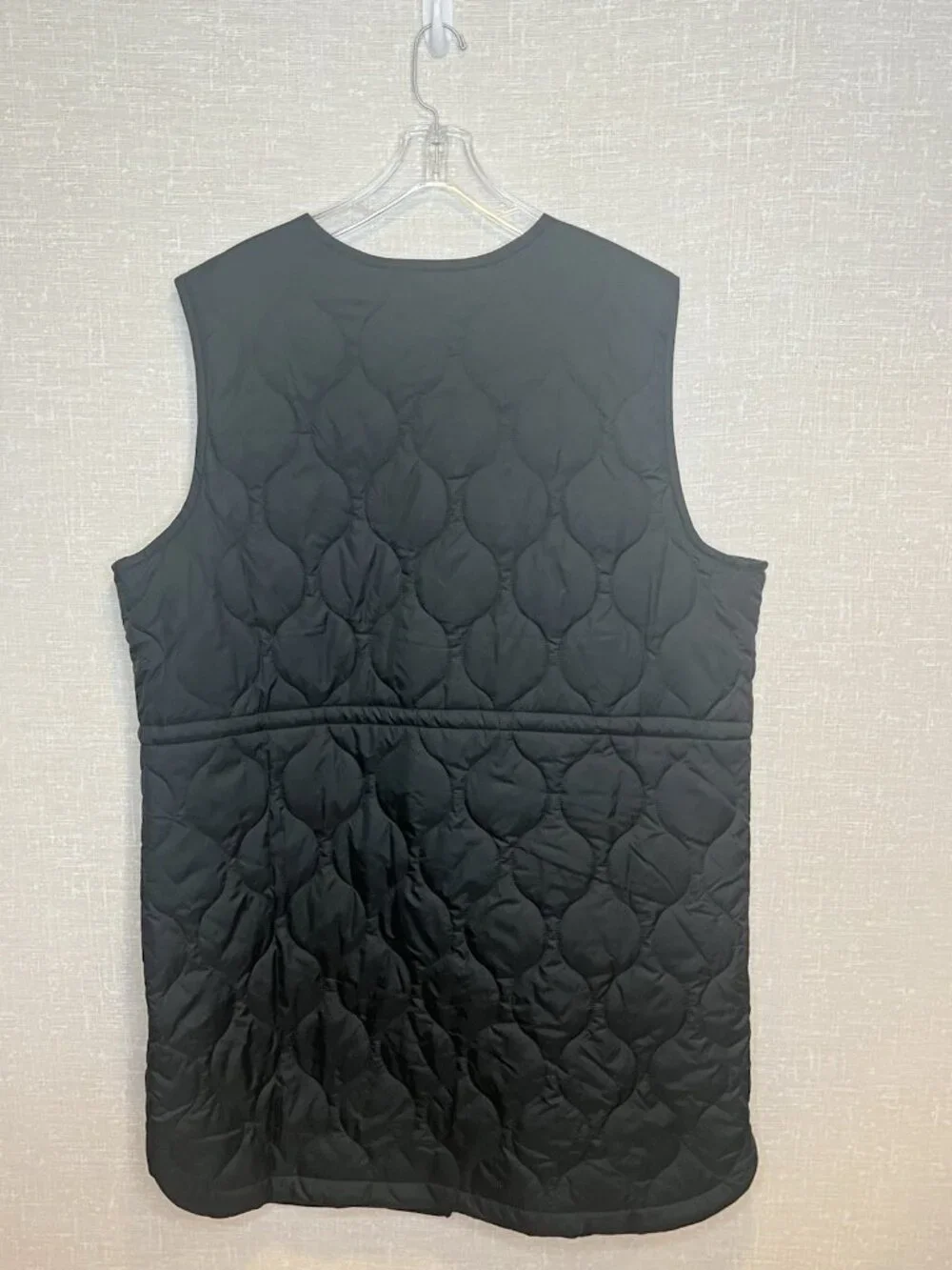 CJ Banks Womens 2X Black Quilted Longline Vest Snap Front Utility Pockets